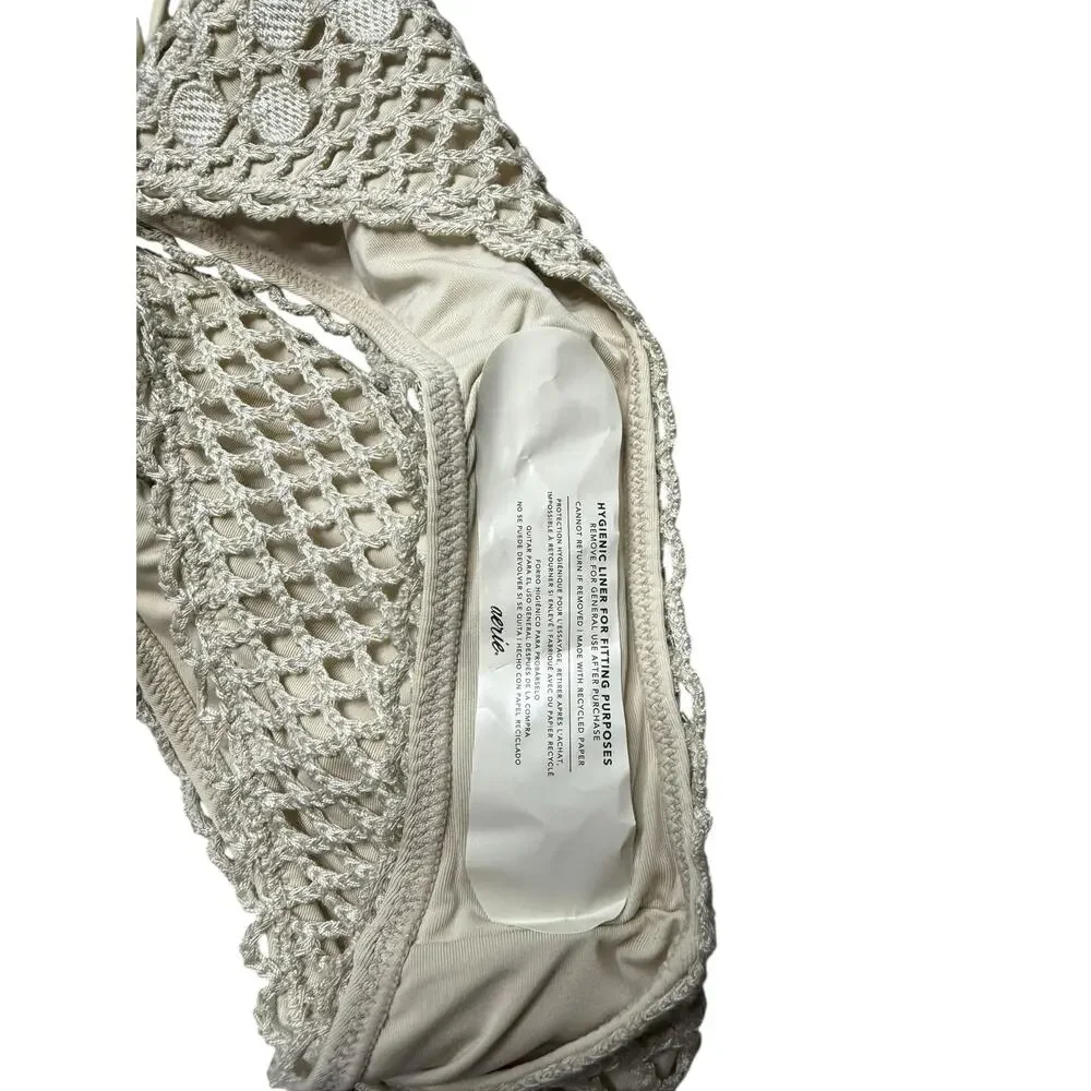 NWT Aerie The Sunbun Cloudweave Crochet Bikini Bottom Women S Cream Cottage Boho